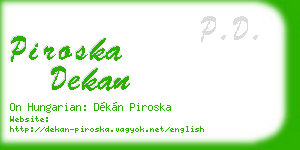piroska dekan business card