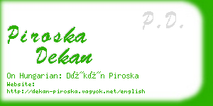 piroska dekan business card